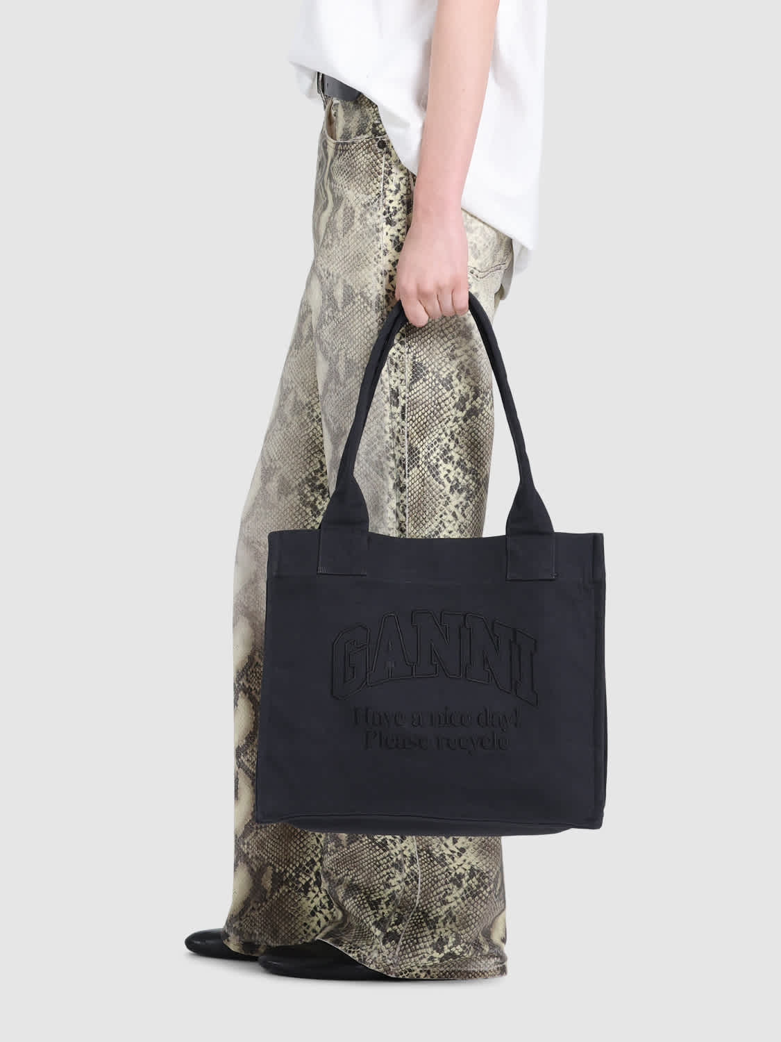 GANNI Large Easy リサイクルコットントートバッグ Large easy リサイクルコットントートバッグ - GANNI